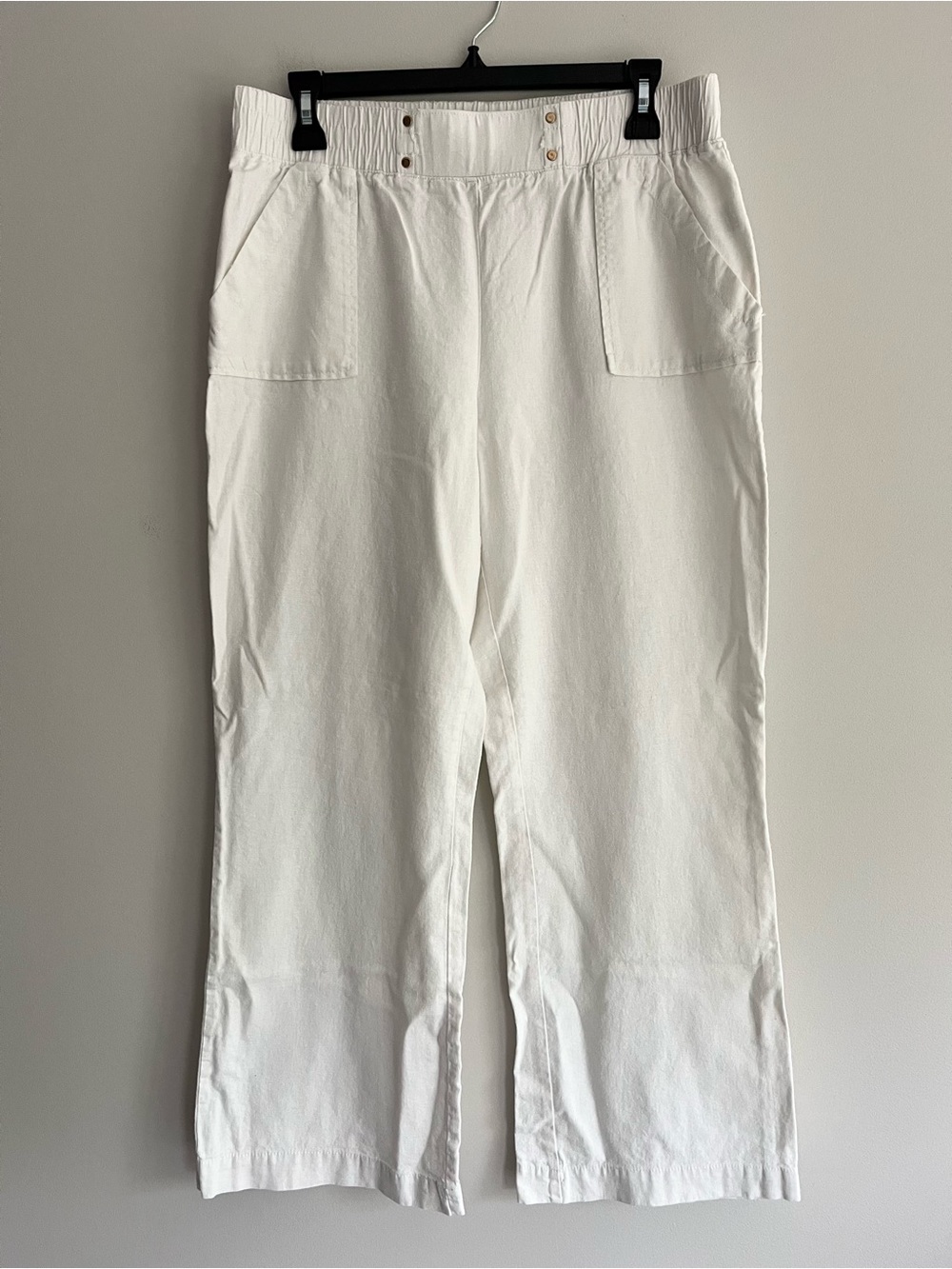 Ci Sono Ecru Elastic-Waist Wide Leg Pants  Large